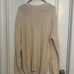 Oscar de la Renta Cream Textured Crewneck Sweater